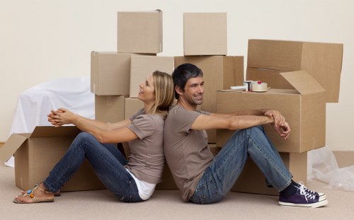 Professional removals team helping with a Lampton house move