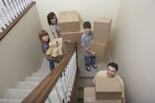 Loading boxes into a mobile self storage container in Lampton